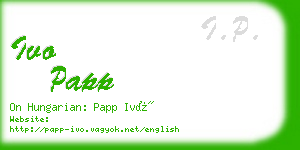 ivo papp business card